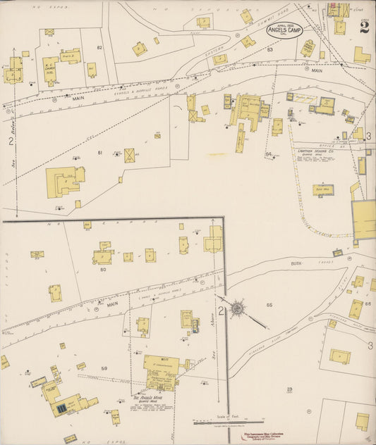 Sanborn Fire Insurance Map from Angels Camp, Calaveras County, California (1922), Sheet #0002 - Historic Sanborn Fire Insurance Map Print, vintage old map wall art, antique decor, genealogy gift, California California map
