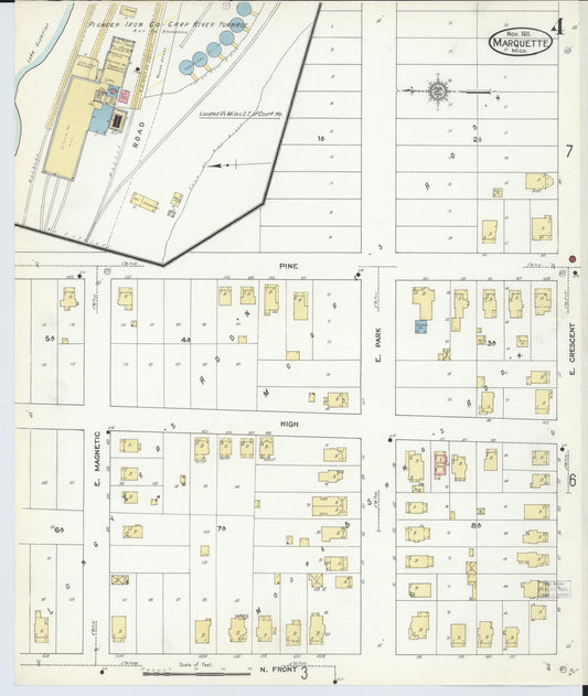 Sanborn Fire Insurance Map from Marquette, Marquette County, Michigan (1911), Sheet #0004 - Historic Sanborn Fire Insurance Map Print, vintage old map wall art, antique decor, genealogy gift, Michigan Michigan map