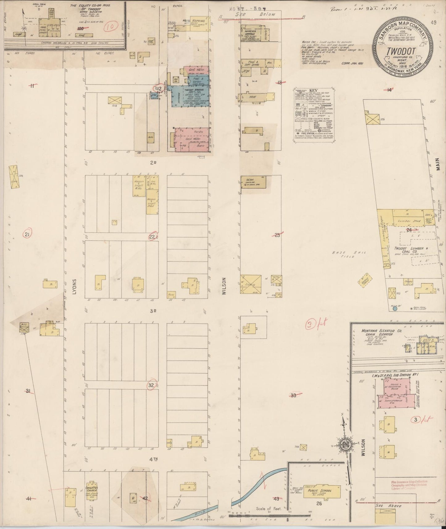 Sanborn Fire Insurance Map from Twodot, Wheatland County, Montana (1921), Sheet #0001 - Historic Sanborn Fire Insurance Map Print, vintage old map wall art, antique decor, genealogy gift, Montana Montana map