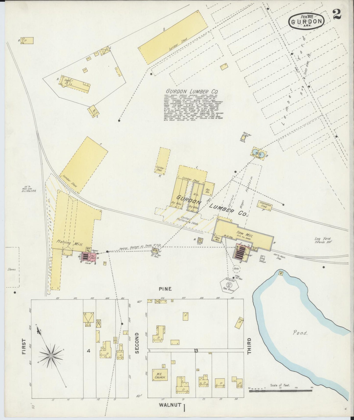 Sanborn Fire Insurance Map from Gurdon, Clark County, Arkansas (1897), Sheet #0002 - Historic Sanborn Fire Insurance Map Print, vintage old map wall art, antique decor, genealogy gift, Arkansas Arkansas map