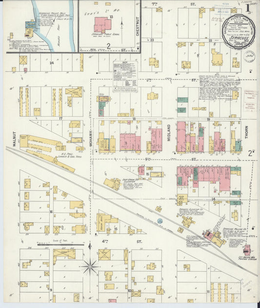 Sanborn Fire Insurance Map from Syracuse, Otoe County, Nebraska (1900), Sheet #0001 - Historic Sanborn Fire Insurance Map Print, vintage old map wall art, antique decor, genealogy gift, Nebraska Nebraska map