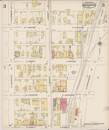 Sanborn Fire Insurance Map from Iron Mountain, Dickinson County, Michigan (1923), Sheet #0003 - Complete Map Set gallery image, historic Sanborn map, vintage wall art, Michigan Michigan