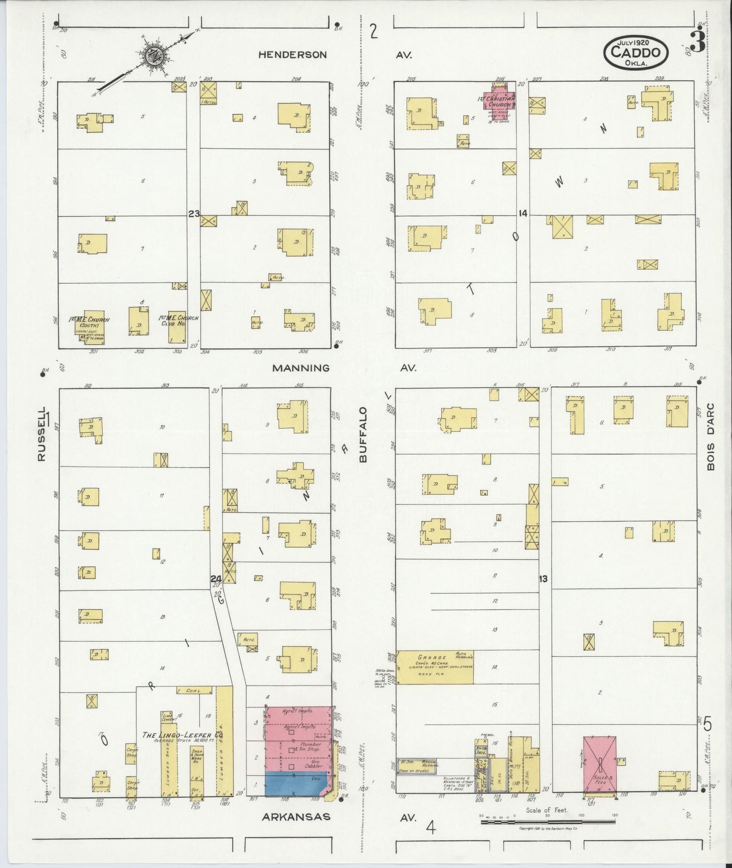 Sanborn Fire Insurance Map from Caddo, Bryan County, Oklahoma (1920), Sheet #0003 - Complete Map Set gallery image, historic Sanborn map, vintage wall art, Oklahoma Oklahoma