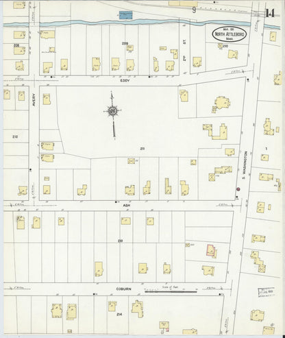 Sanborn Fire Insurance Map from North Attleborough, Bristol County, Massachusetts (1911), Sheet #0014 - Complete Map Set gallery image, historic Sanborn map, vintage wall art, Massachusetts Massachusetts