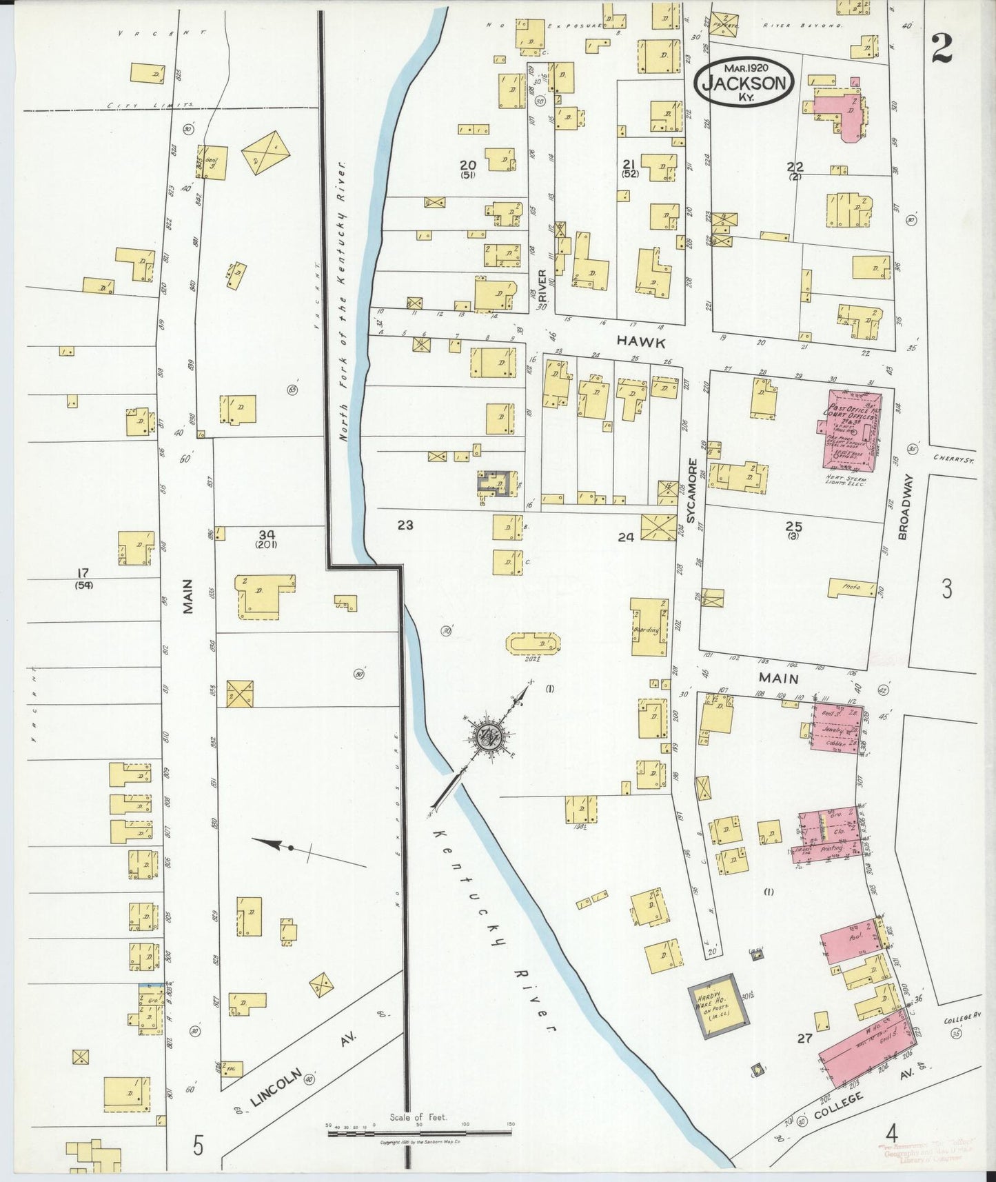Sanborn Fire Insurance Map from Jackson, Breathitt County, Kentucky (1920), Sheet #0002 - Complete Map Set gallery image, historic Sanborn map, vintage wall art, Kentucky Kentucky