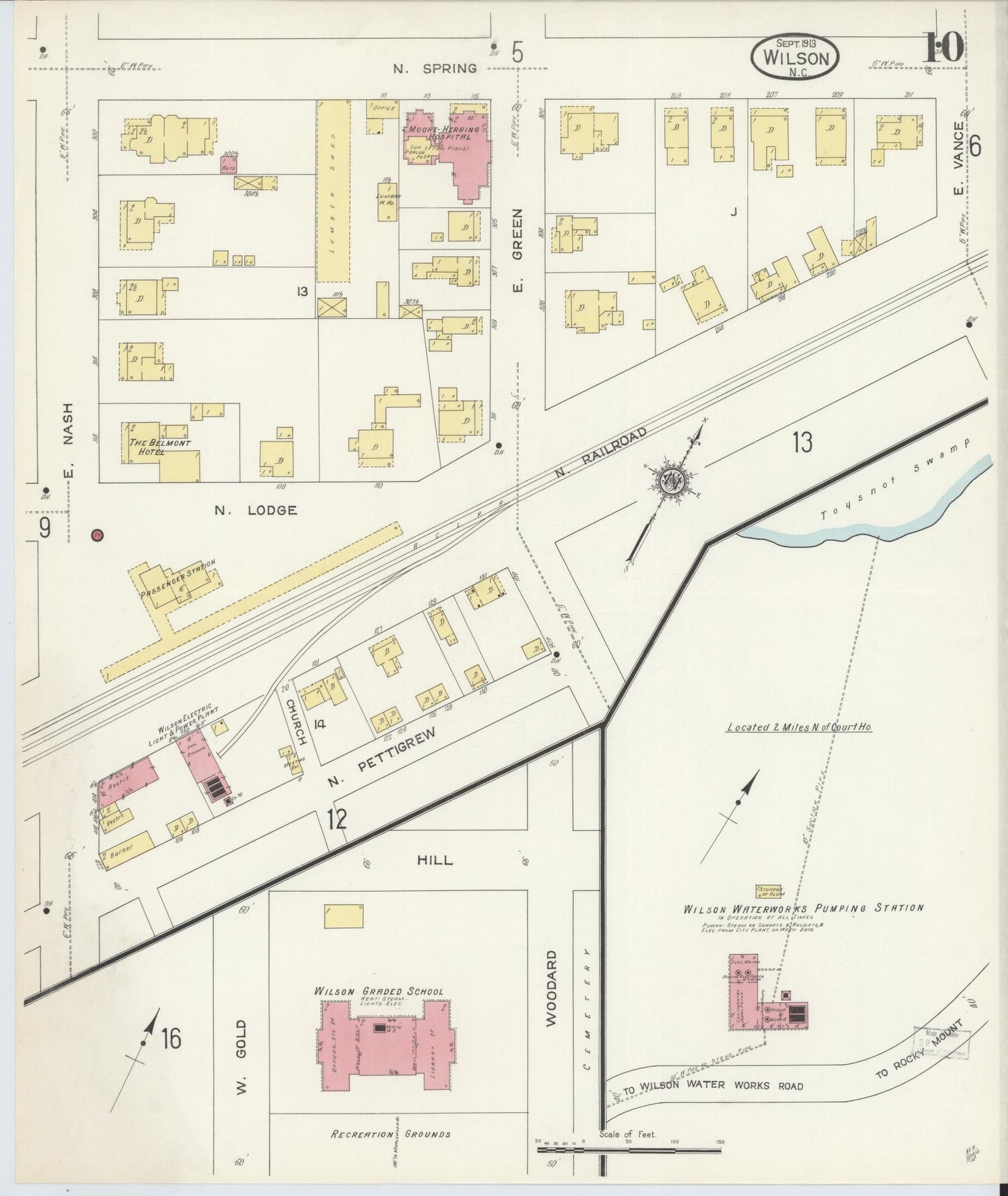 Sanborn Fire Insurance Map from Wilson, Wilson County, North Carolina (1913), Sheet #0010 - Complete Map Set gallery image, historic Sanborn map, vintage wall art, North Carolina North Carolina
