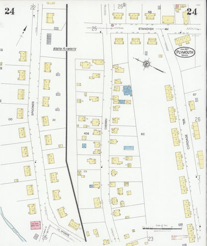 Sanborn Fire Insurance Map from Plymouth, Plymouth County, Massachusetts (1927), Sheet #0024 - Complete Map Set gallery image, historic Sanborn map, vintage wall art, Massachusetts Massachusetts