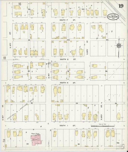 Sanborn Fire Insurance Map from Elwood, Madison County, Indiana (1910), Sheet #0019 - Historic Sanborn Fire Insurance Map Print, vintage old map wall art, antique decor, genealogy gift, Indiana Indiana map