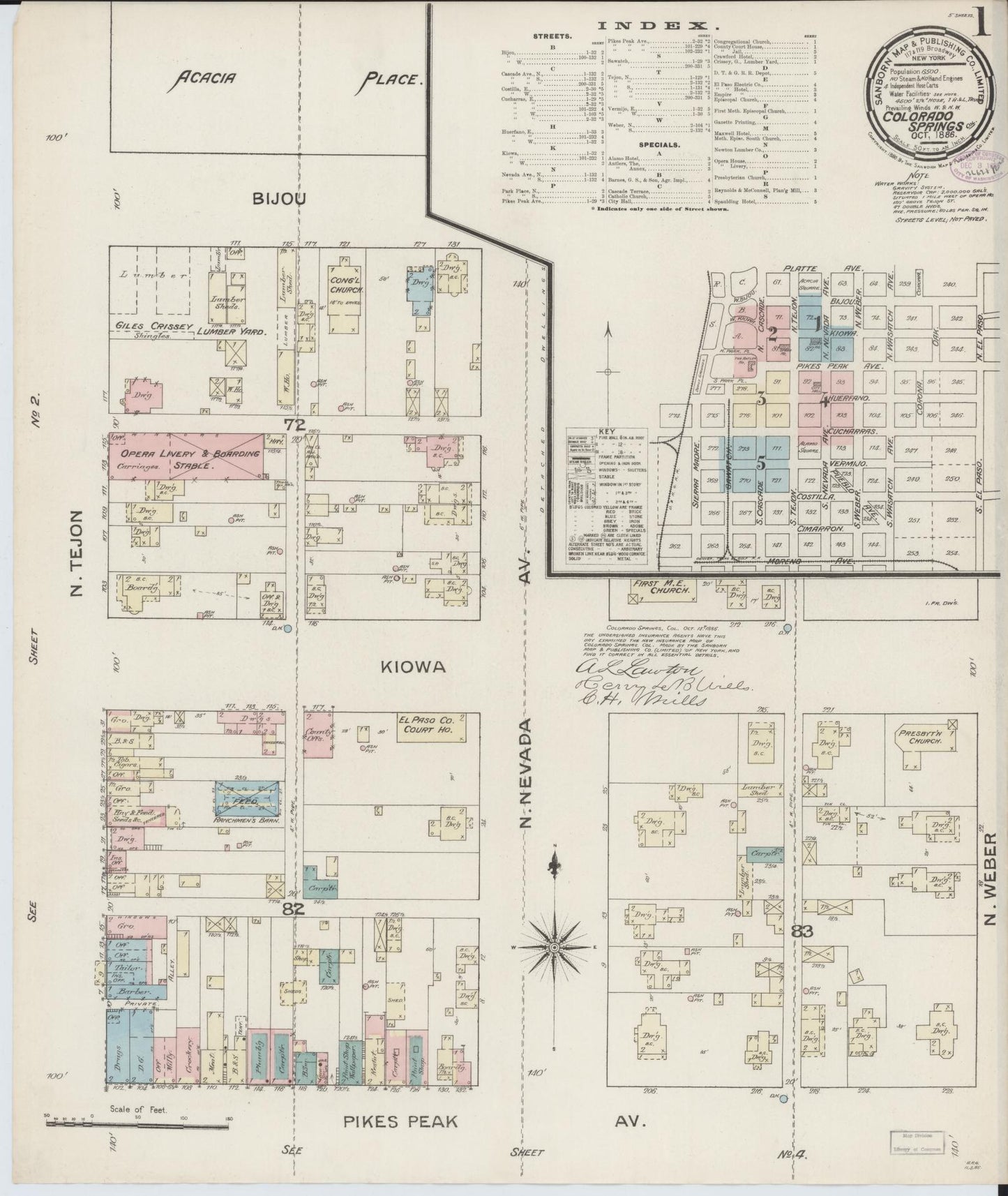 Sanborn Fire Insurance Map from Colorado Springs, El Paso County, Colorado. (1886) – Historic Sanborn Fire Insurance Map Print