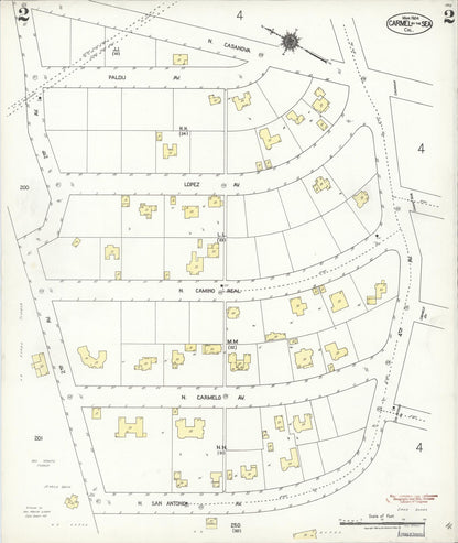 Sanborn Fire Insurance Map from Carmel By The Sea, Monterey County, California (1924), Sheet #0002 - Historic Sanborn Fire Insurance Map Print, vintage old map wall art, antique decor, genealogy gift, California California map