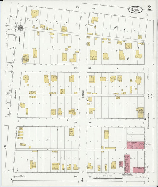 Sanborn Fire Insurance Map from Earle, Crittenden County, Arkansas (1919), Sheet #0002 - Historic Sanborn Fire Insurance Map Print, vintage old map wall art, antique decor, genealogy gift, Arkansas Arkansas map