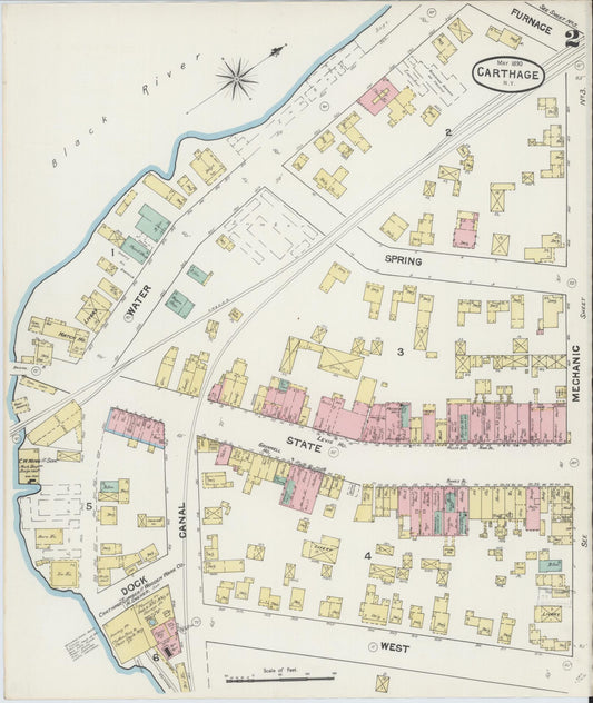 Sanborn Fire Insurance Map from Carthage, Jefferson County, New York (1890), Sheet #0002 - Complete Map Set gallery image, historic Sanborn map, vintage wall art, New York New York