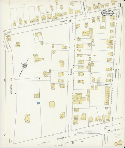 Sanborn Fire Insurance Map from Greenwich, Fairfield County, Connecticut (1912), Sheet #0003 - Complete Map Set gallery image, historic Sanborn map, vintage wall art, Connecticut Connecticut