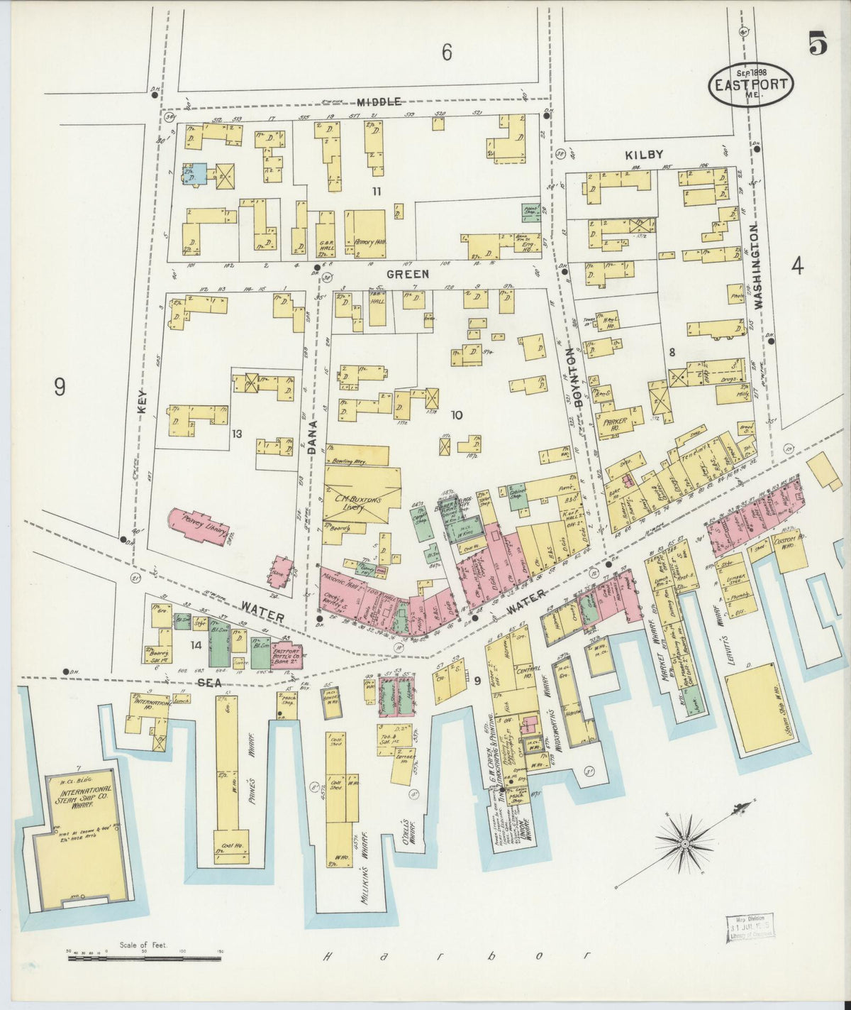 Sanborn Fire Insurance Map from Eastport, Washington County, Maine (1898), Sheet #0005 - Complete Map Set gallery image, historic Sanborn map, vintage wall art, Maine Maine
