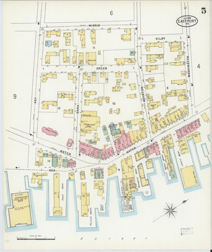 Sanborn Fire Insurance Map from Eastport, Washington County, Maine (1898), Sheet #0005 - Complete Map Set gallery image, historic Sanborn map, vintage wall art, Maine Maine