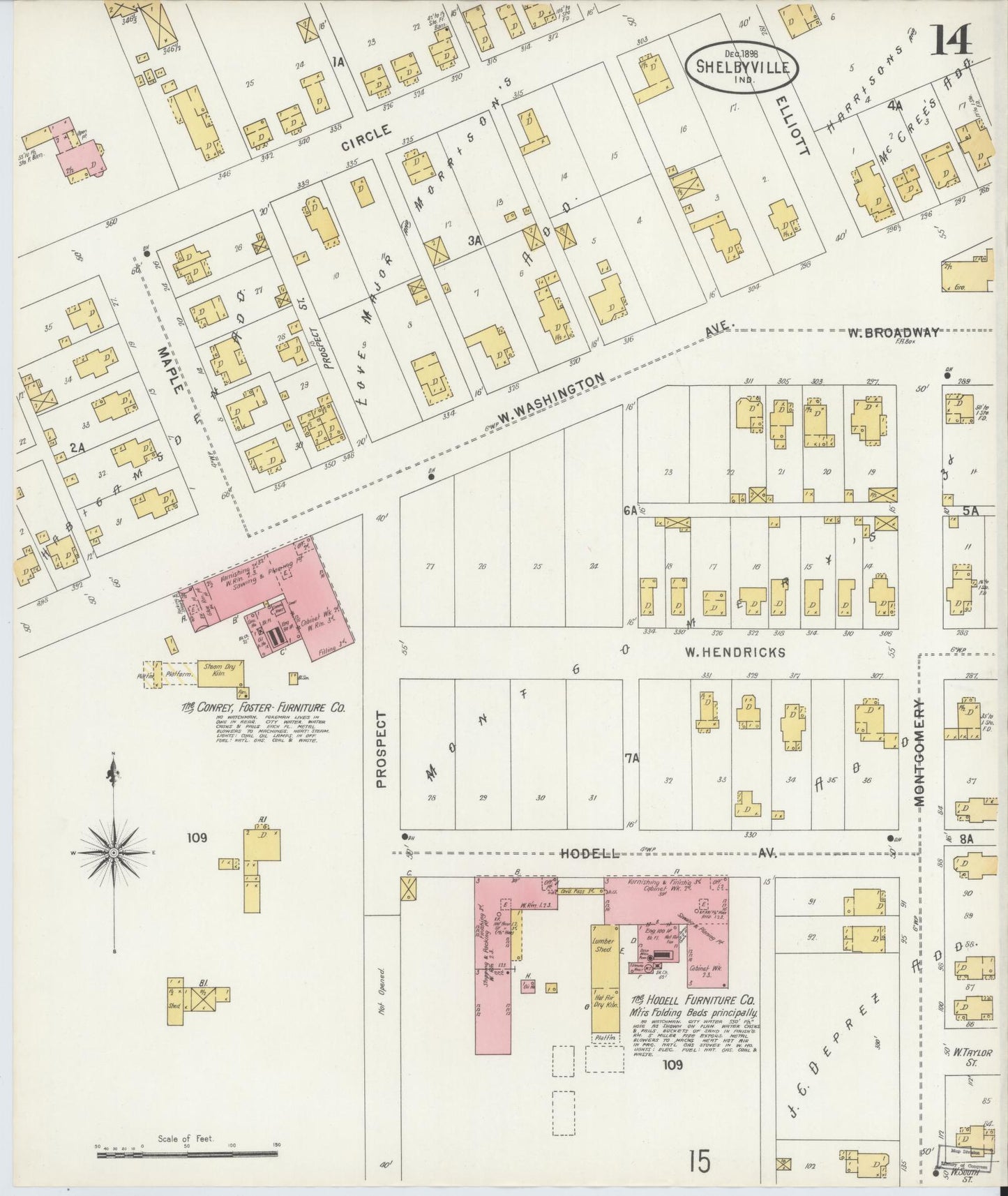 Sanborn Fire Insurance Map from Shelbyville, Shelby County, Indiana (1898), Sheet #0014 - Historic Sanborn Fire Insurance Map Print, vintage old map wall art, antique decor, genealogy gift, Indiana Indiana map