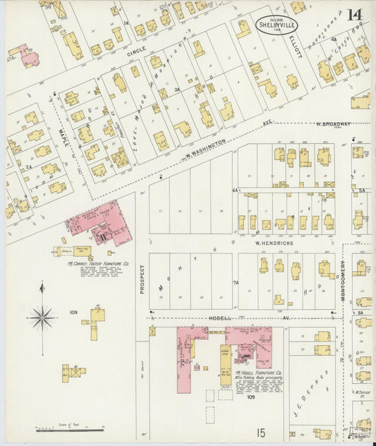Sanborn Fire Insurance Map from Shelbyville, Shelby County, Indiana (1898), Sheet #0014 - Historic Sanborn Fire Insurance Map Print, vintage old map wall art, antique decor, genealogy gift, Indiana Indiana map