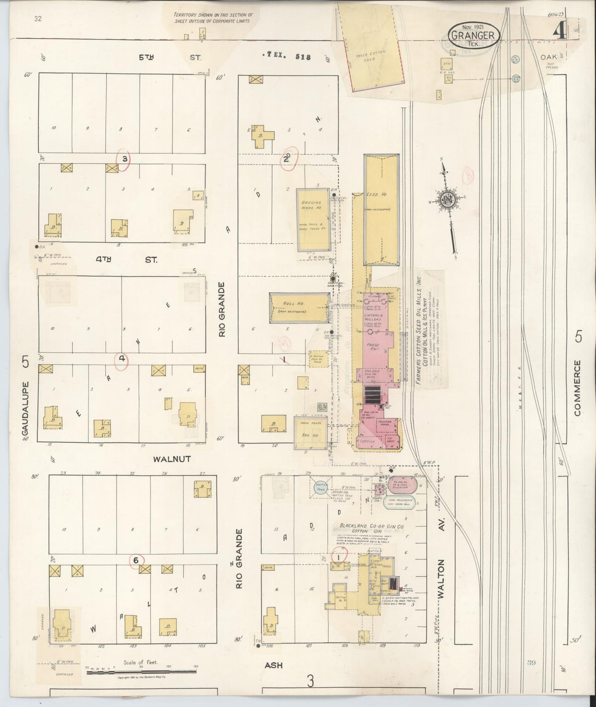 Sanborn Fire Insurance Map from Granger, Williamson County, Texas (1940), Sheet #0004 - Historic Sanborn Fire Insurance Map Print, vintage old map wall art, antique decor, genealogy gift, Texas Texas map