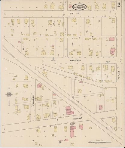 Sanborn Fire Insurance Map from New Washington, Crawford County, Ohio (1922), Sheet #0002 - Historic Sanborn Fire Insurance Map Print, vintage old map wall art, antique decor, genealogy gift, Ohio Ohio map