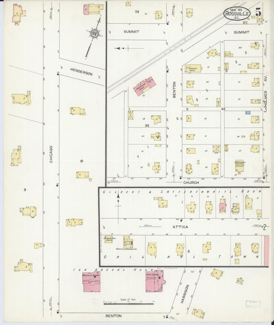 Sanborn Fire Insurance Map from Rossville, Vermilion County, Illinois (1913), Sheet #0005 - Historic Sanborn Fire Insurance Map Print, vintage old map wall art, antique decor, genealogy gift, Illinois Illinois map
