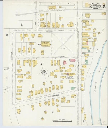 Sanborn Fire Insurance Map from Ashtabula, Ashtabula County, Ohio (1898), Sheet #0005 - Complete Map Set gallery image, historic Sanborn map, vintage wall art, Ohio Ohio