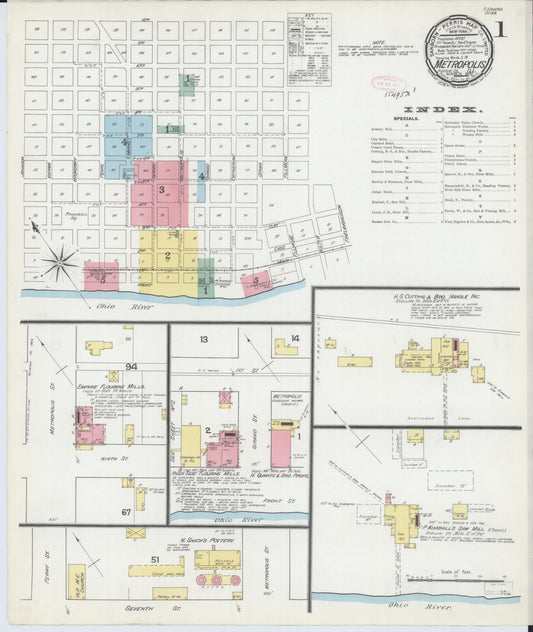 Sanborn Fire Insurance Map from Metropolis, Massac County, Illinois (1892), Sheet #0001 - Historic Sanborn Fire Insurance Map Print, vintage old map wall art, antique decor, genealogy gift, Illinois Illinois map
