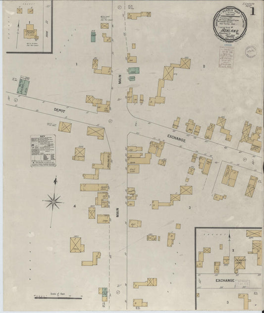 Sanborn Fire Insurance Map from Ashland, Aroostook County, Maine (1900), Sheet #0001 - Historic Sanborn Fire Insurance Map Print, vintage old map wall art, antique decor, genealogy gift, Maine Maine map