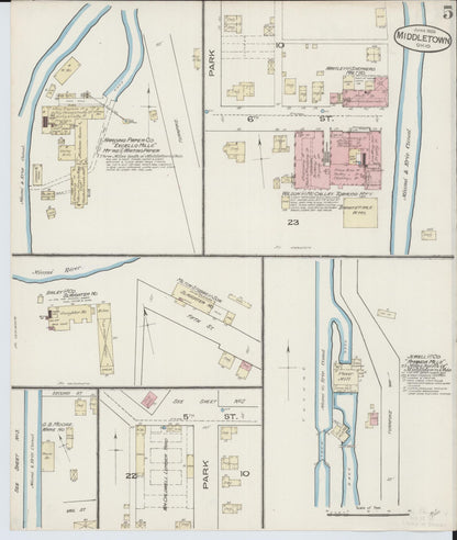 Sanborn Fire Insurance Map from Middletown, Butler County, Ohio (1885), Sheet #0005 - Historic Sanborn Fire Insurance Map Print, vintage old map wall art, antique decor, genealogy gift, Ohio Ohio map
