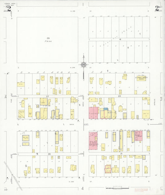 Sanborn Fire Insurance Map from Tower, Saint Louis County, Minnesota (1937), Sheet #0002 - Historic Sanborn Fire Insurance Map Print, vintage old map wall art, antique decor, genealogy gift, Minnesota Minnesota map