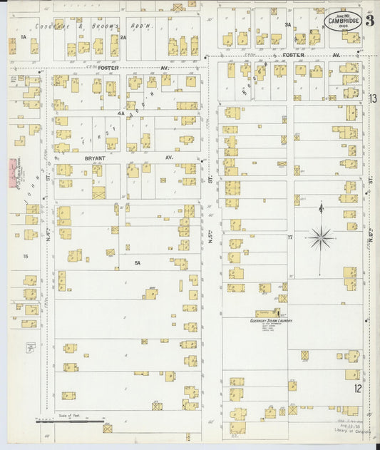Sanborn Fire Insurance Map from Cambridge, Guernsey County, Ohio (1901), Sheet #0003 - Historic Sanborn Fire Insurance Map Print, vintage old map wall art, antique decor, genealogy gift, Ohio Ohio map