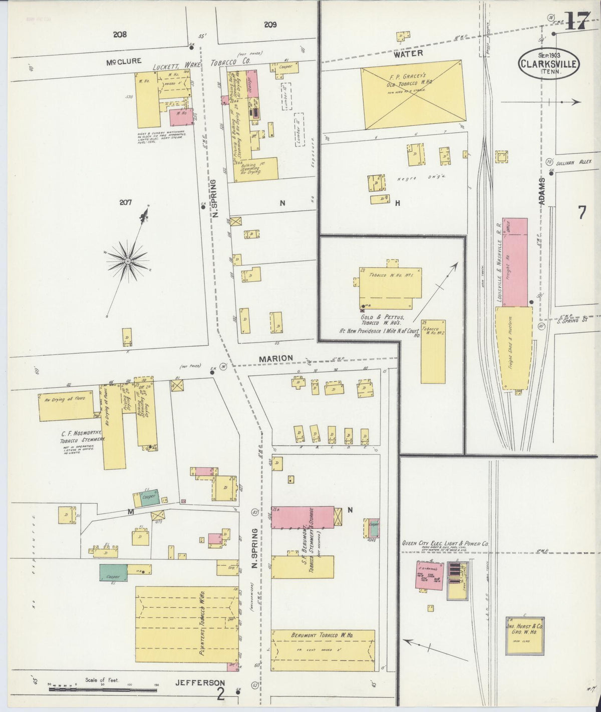 Sanborn Fire Insurance Map from Clarksville, Montgomery County, Tennessee (1903), Sheet #0017 - Complete Map Set gallery image, historic Sanborn map, vintage wall art, Tennessee Tennessee