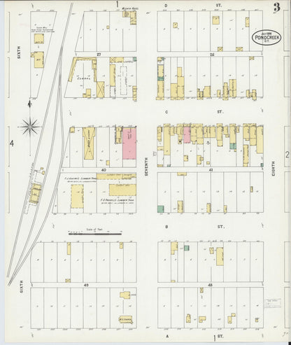 Sanborn Fire Insurance Map from Pond Creek, Grant County, Oklahoma (1898), Sheet #0003 - Complete Map Set gallery image, historic Sanborn map, vintage wall art, Oklahoma Oklahoma