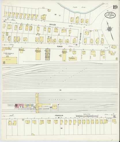 Sanborn Fire Insurance Map from Lyons, Wayne County, New York (1911), Sheet #0019 - Complete Map Set gallery image, historic Sanborn map, vintage wall art, New York New York