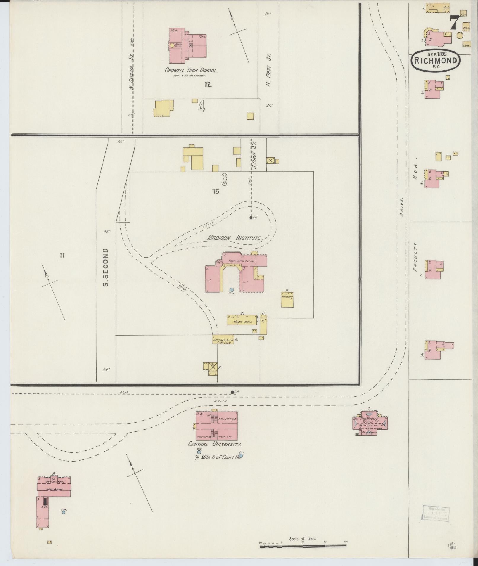 Sanborn Fire Insurance Map from Richmond, Madison County, Kentucky (1895), Sheet #0007 - Complete Map Set gallery image, historic Sanborn map, vintage wall art, Kentucky Kentucky