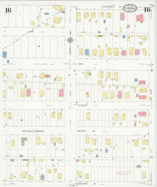 Sanborn Fire Insurance Map from Trinidad, Las Animas County, Colorado (1930), Sheet #0016 - Historic Sanborn Fire Insurance Map Print, vintage old map wall art, antique decor, genealogy gift, Colorado Colorado map