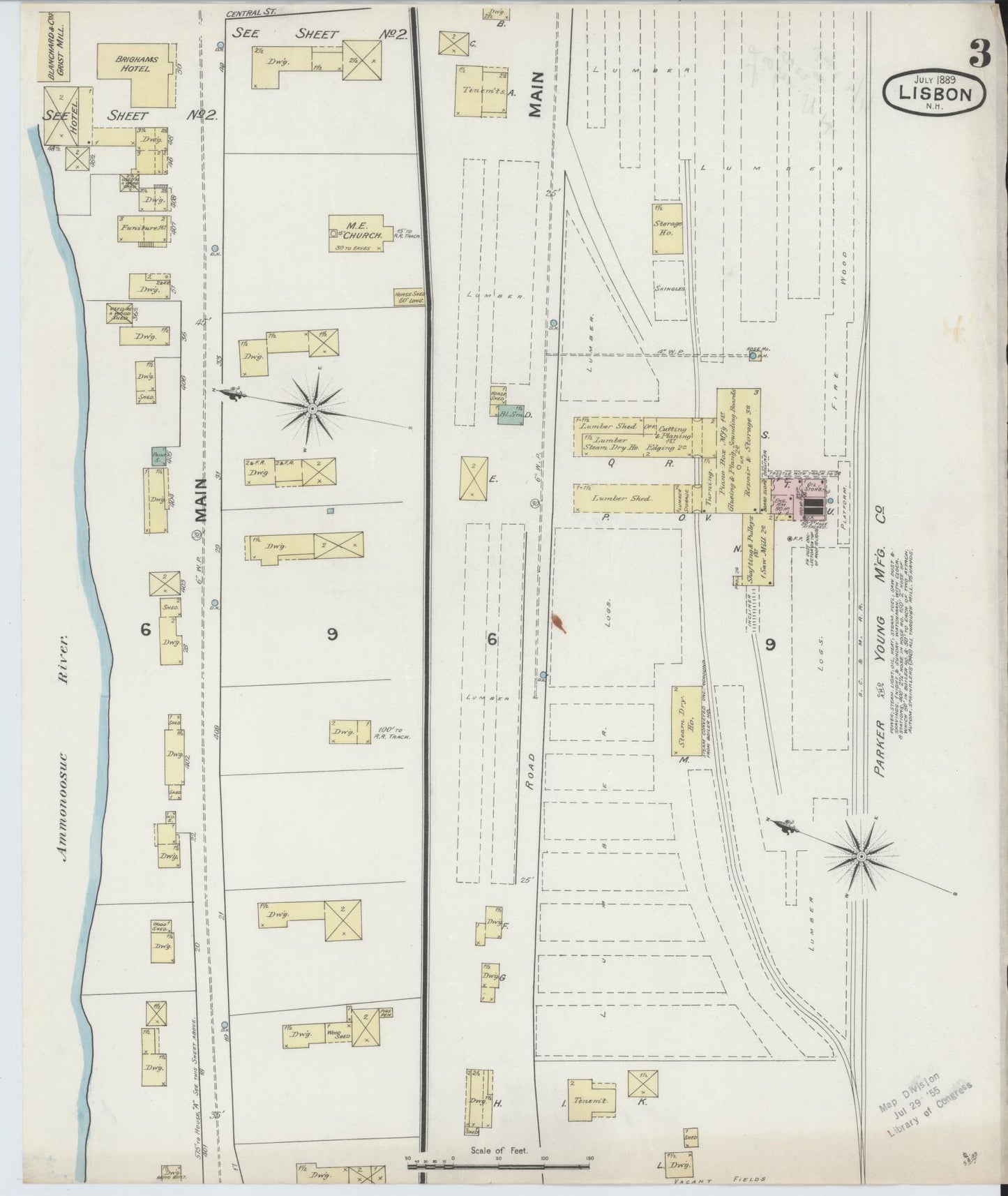 Sanborn Fire Insurance Map from Lisbon, Grafton County, New Hampshire (1889), Sheet #0003 - Complete Map Set gallery image, historic Sanborn map, vintage wall art, New Hampshire New Hampshire