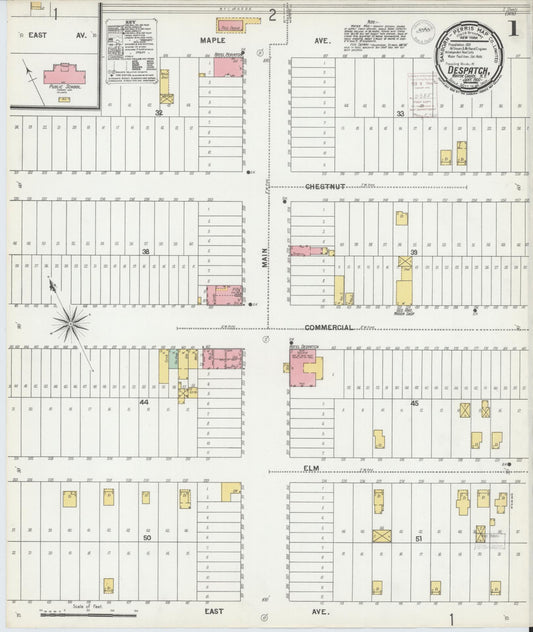 Sanborn Fire Insurance Map from Despatch, Monroe County, New York (1900), Sheet #0001 - Historic Sanborn Fire Insurance Map Print, vintage old map wall art, antique decor, genealogy gift, New York New York map