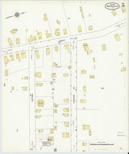 Sanborn Fire Insurance Map from Monticello, Sullivan County, New York (1911), Sheet #0005 - Historic Sanborn Fire Insurance Map Print, vintage old map wall art, antique decor, genealogy gift, New York New York map