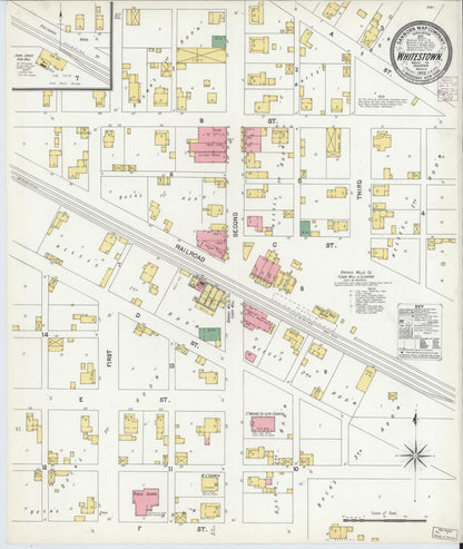 Sanborn Fire Insurance Map from Whitestown, Boone County, Indiana (1902), Sheet #0001 - Historic Sanborn Fire Insurance Map Print, vintage old map wall art, antique decor, genealogy gift, Indiana Indiana map