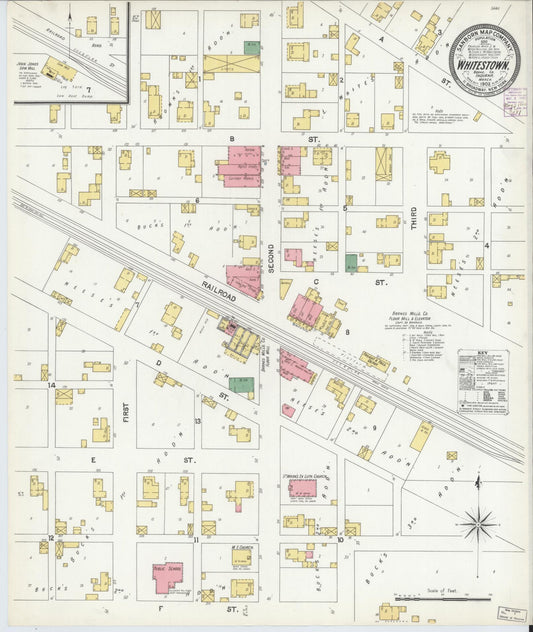 Sanborn Fire Insurance Map from Whitestown, Boone County, Indiana (1902), Sheet #0001 - Historic Sanborn Fire Insurance Map Print, vintage old map wall art, antique decor, genealogy gift, Indiana Indiana map
