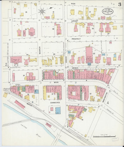 Sanborn Fire Insurance Map from Galena, Jo Daviess County, Illinois (1898), Sheet #0003 - Complete Map Set gallery image, historic Sanborn map, vintage wall art, Illinois Illinois