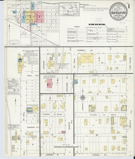 Sanborn Fire Insurance Map from New Rockford, Eddy County, North Dakota (1912), Sheet #0001 - Historic Sanborn Fire Insurance Map Print, vintage old map wall art, antique decor, genealogy gift, North Dakota North Dakota map