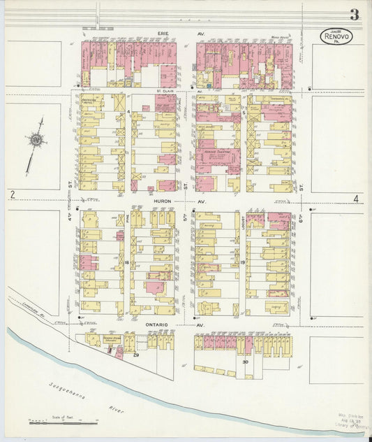 Sanborn Fire Insurance Map from Renovo, Clinton County, Pennsylvania (1911), Sheet #0003 - Historic Sanborn Fire Insurance Map Print, vintage old map wall art, antique decor, genealogy gift, Pennsylvania Pennsylvania map