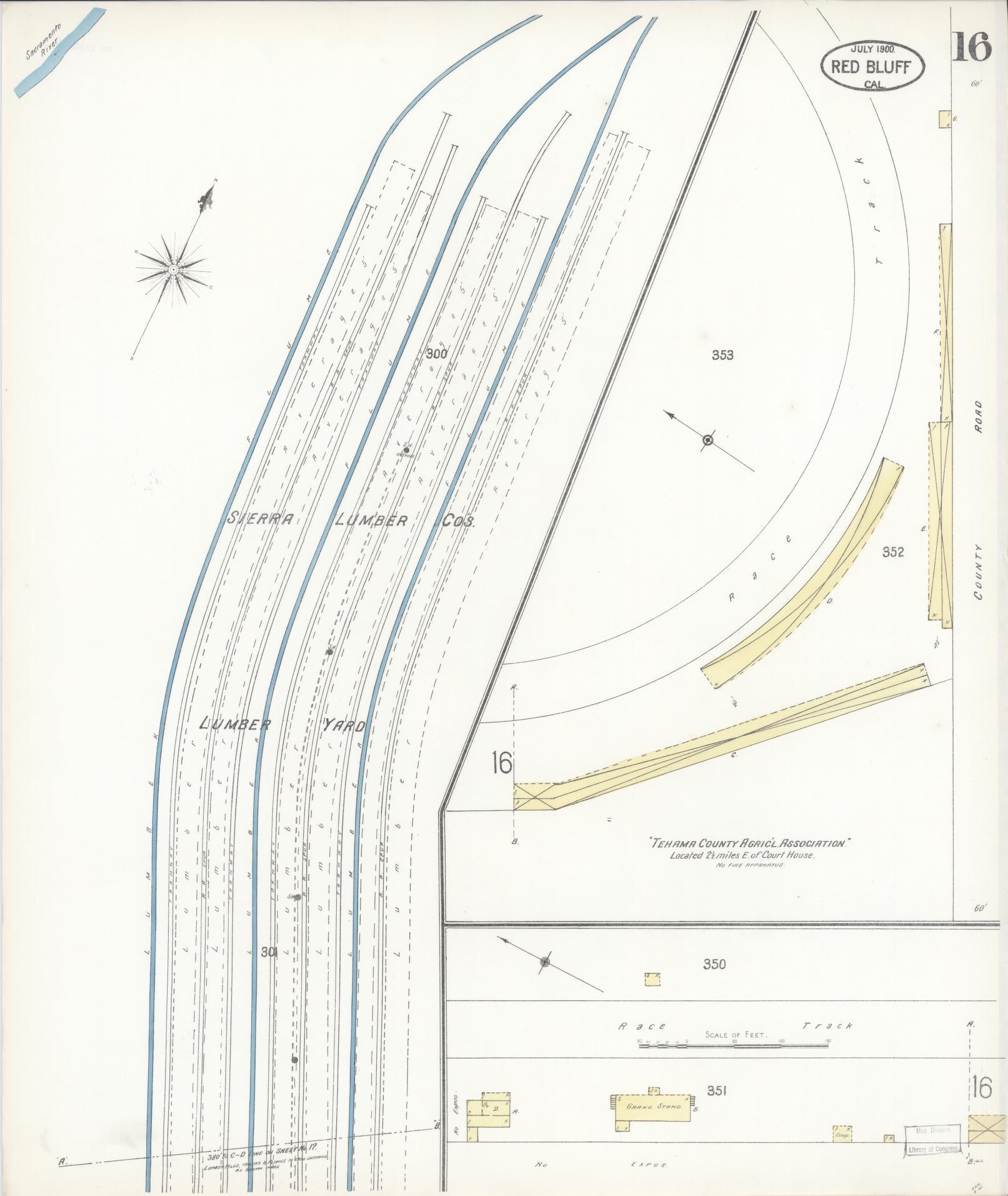 Sanborn Fire Insurance Map from Red Bluff, Tehama County, California (1900), Sheet #0016 - Complete Map Set gallery image, historic Sanborn map, vintage wall art, California California