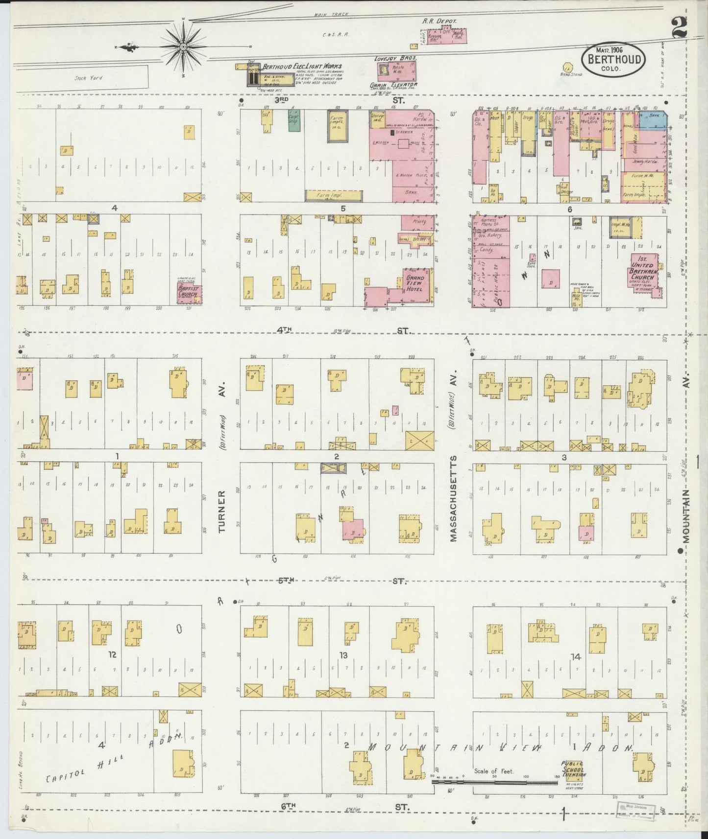 Sanborn Fire Insurance Map from Berthoud, Larimer County, Colorado (1906), Sheet #0002 - Complete Map Set gallery image, historic Sanborn map, vintage wall art, Colorado Colorado