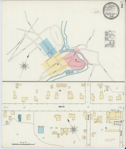 Sanborn Fire Insurance Map from Theresa, Jefferson County, New York (1891), Sheet #0001 - Historic Sanborn Fire Insurance Map Print, vintage old map wall art, antique decor, genealogy gift, New York New York map