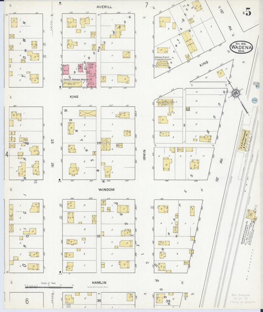 Sanborn Fire Insurance Map from Wadena, Wadena County, Minnesota (1916), Sheet #0005 - Historic Sanborn Fire Insurance Map Print, vintage old map wall art, antique decor, genealogy gift, Minnesota Minnesota map