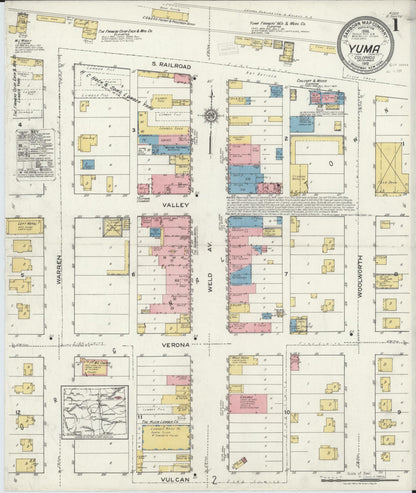 Sanborn Fire Insurance Map from Yuma, Yuma County, Colorado (1919), Sheet #0001 - Complete Map Set gallery image, historic Sanborn map, vintage wall art, Colorado Colorado