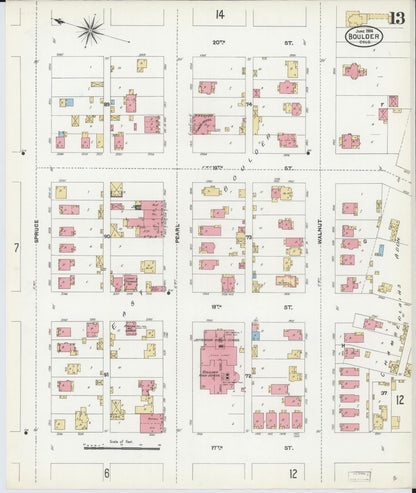 Sanborn Fire Insurance Map from Boulder, Boulder County, Colorado (1906), Sheet #0013 - Complete Map Set gallery image, historic Sanborn map, vintage wall art, Colorado Colorado