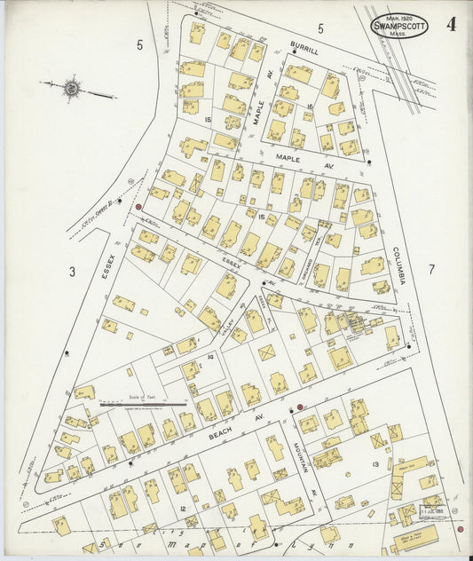 Sanborn Fire Insurance Map from Swampscott, Essex County, Massachusetts (1920), Sheet #0004 - Historic Sanborn Fire Insurance Map Print, vintage old map wall art, antique decor, genealogy gift, Massachusetts Massachusetts map